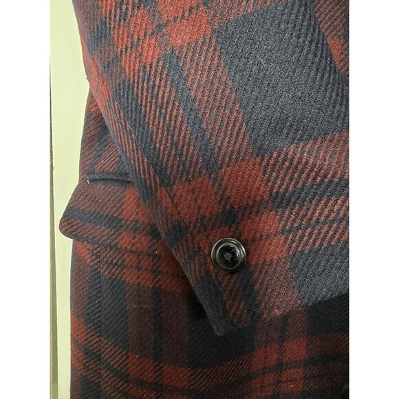 Jones New York Women's 100% Wool Plaid Dark‎ Academia Blazer Jacket Red Blue 10 - Picture 6 of 12